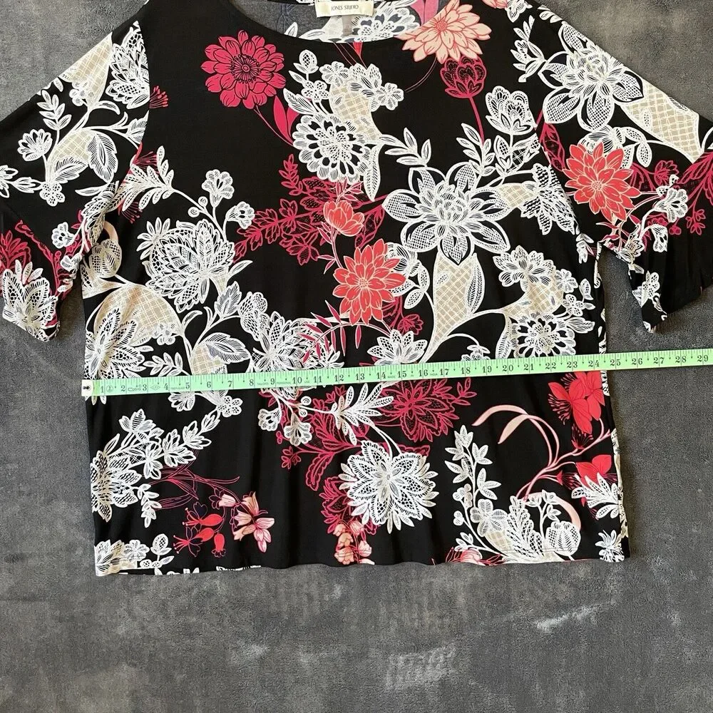 JONES STUDIO Women's Stretch floral Blouse 3/4 Sleeve Multicolor SZ/2X - Picture 10 of 14